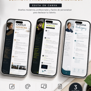 Plantilla Editable Currículo Profesional CV Moderno en Canva