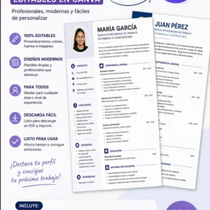 plantillas de currículum editables en canva