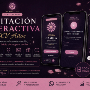 Plantilla HTML Invitación Interactiva de XVaños Clásico Rosa