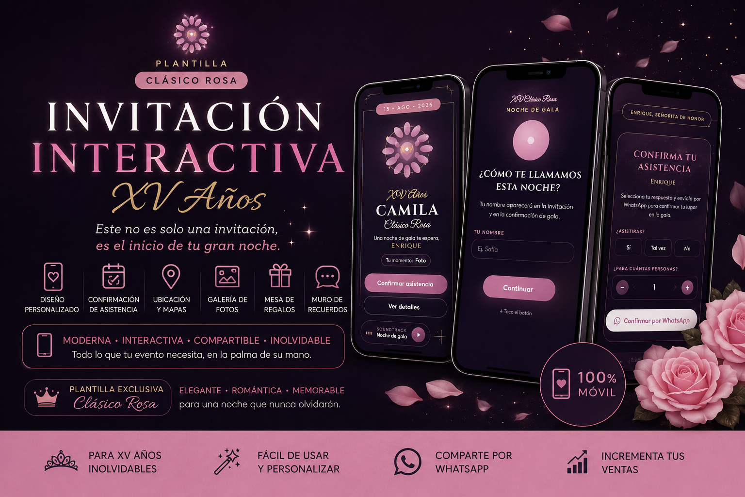 ChatGPT Image 9 ago 2026, 08_21_53 Plantilla HTML Invitación Interactiva de XVaños Clásico Rosa