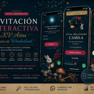 Plantilla HTML Invitación Digital Interactiva XV Alicia · Wonderland
